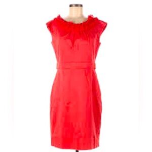 Ted Baker Coral Ruffle Pencil Dress Occasion Ted Sz 2 US 6/8